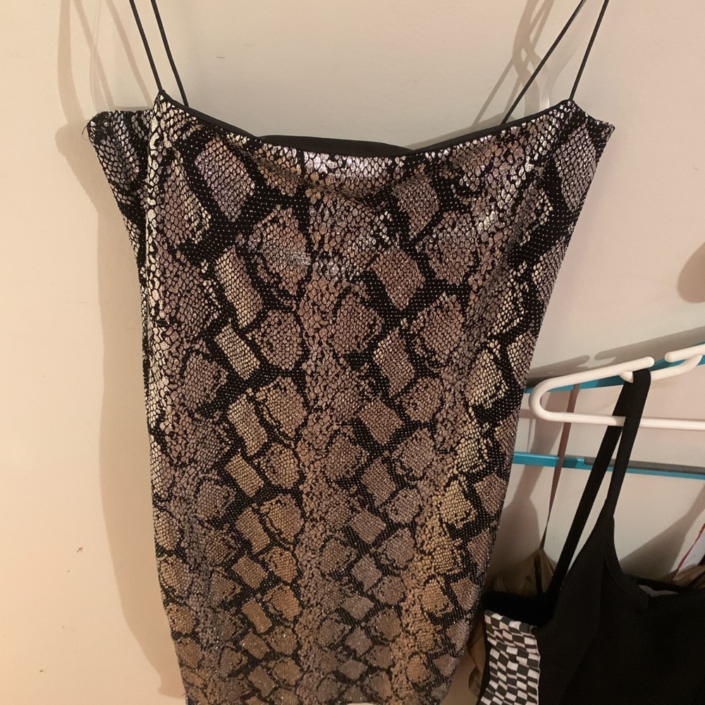 Glitter snakeskin spaghetti strap dress